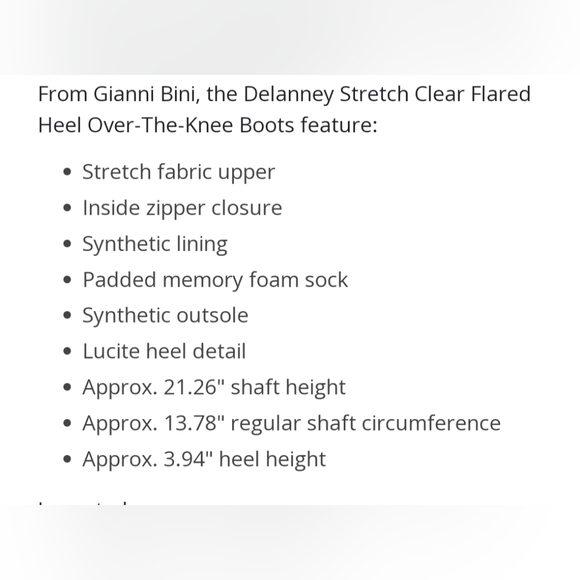 Gianni Bini Stretch Over Knee High Zip Lucite Clear Heel Boots Cognac Brown 5.5 - Picture 4 of 5